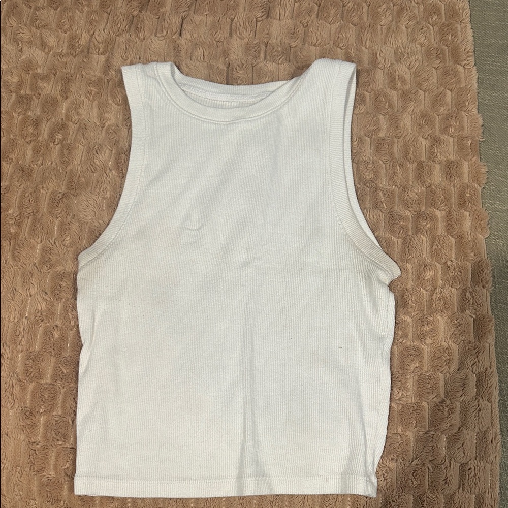 Hollister White Ribbed Tank Top